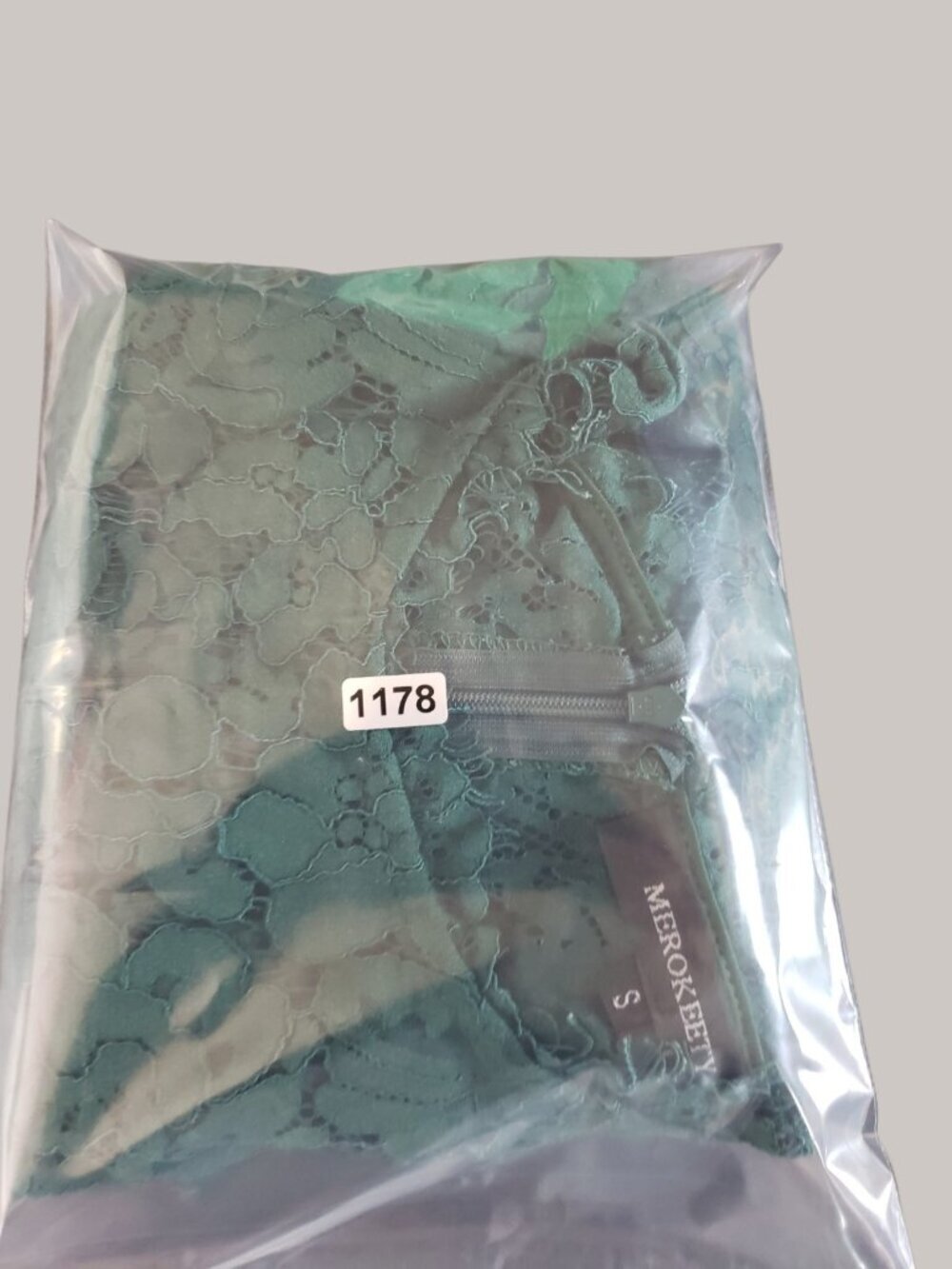 Merokeety Womens Lace Sheath Midi Dress Scalloped Hem Emerald Green Small - Picture 15 of 15